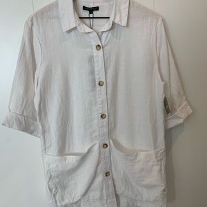 White Button Down Shirt with Oversized Pockets